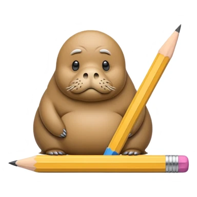 a sad walrus sitting on a pencil  sticker