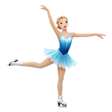 An icon featuring a shimmering rink, colorful spotlights, snowflakes gently falling from the sky, and an audience in the stands, with a snowy landscape visible through large windows with a graceful figure skater performing a spin on a sparkling ice rink. Transparent background. sticker