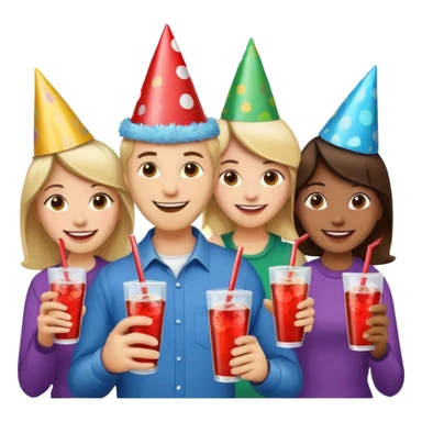 A group of hungry people having soda. sticker