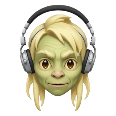 Blonde goblin wearing headphones sticker