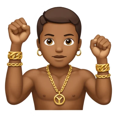 2 fists in the air one below on top like i got like hella money meme sticker