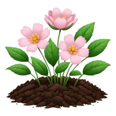 Aesthetic flowers and plants growing from the ground in colours of soft pink matching the deep green leaves (to describe/match with the word flourish) sticker
