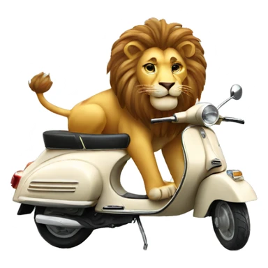 a lion on a vespa sticker