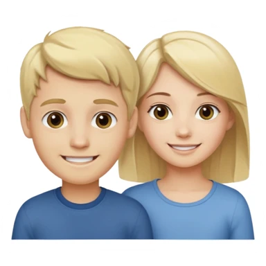 blonde boy smiling with pale brunette girl sticker