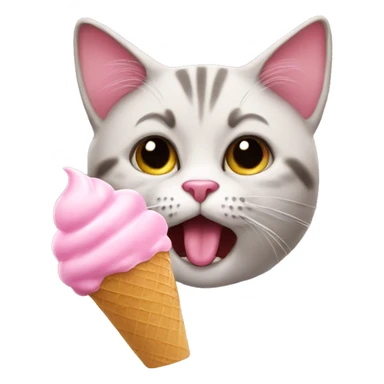 Cat eating ice cream pink sticker