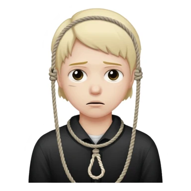 😔 with noose around neck sticker