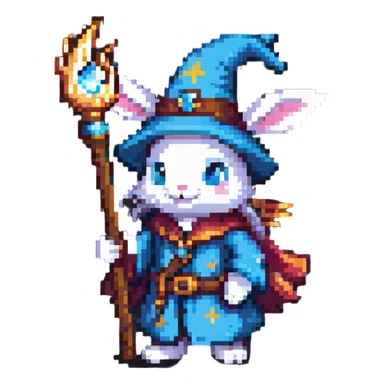 rabbit wizard with magic staff sticker