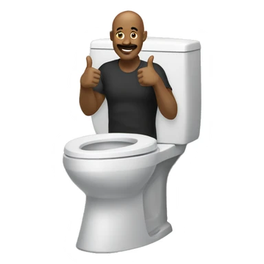 a bald black man with a mustache climbing out of a toilet, giving you a thumbs up sticker