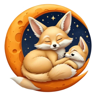 fennec sleeping on a moon sickle  sticker