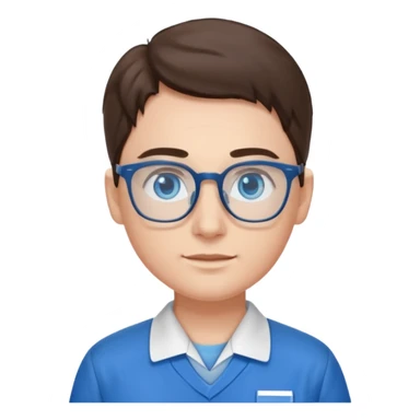 Generate from my photo blue eyes with glasses wearing care blue uniform sticker