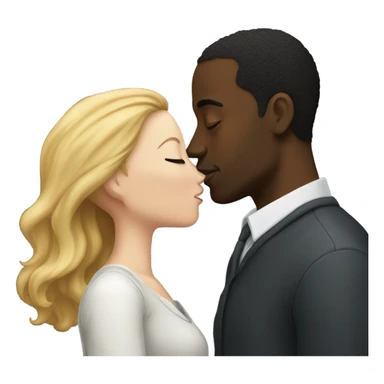 Black man kissing white woman  sticker