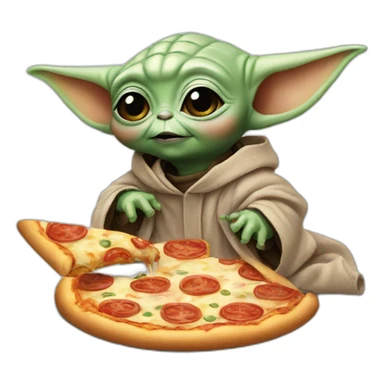 Baby yoda eating pizza sticker