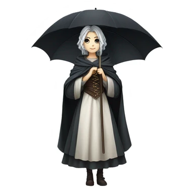 medieval gothic woman, anime style, gorgeous hair, beautiful dress, holding umbrella sticker