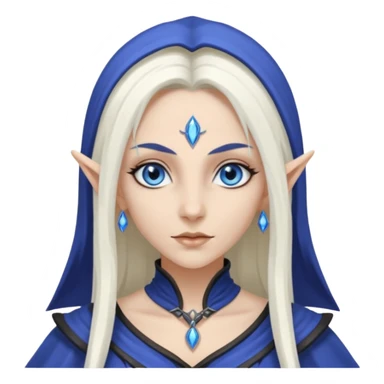 Dark elf sorceress with white long hair with blue eyes sticker