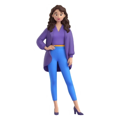 Trendy fashionable woman with long loose wavy hair wearing chic clothes sticker