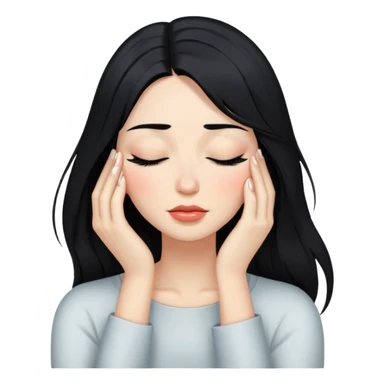 Chic pelinegra con cabello largo con los ojos cerrados y con lagrimas sticker