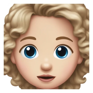 Baby girl with big blue eyes, very short wavy brown hair, and a pink pacifier in her mouth sticker