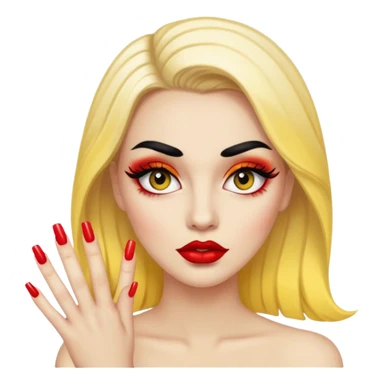 Baddie with nails and lashes ios yellow face big lips big long lashes  sticker