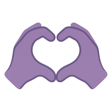 A dull purple Heart Hands sticker