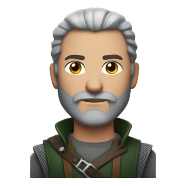 Serious man with short red hair, trimmed beard, gray-green eyes, inspired by Geralt from The Witcher, with a strong and confident look. sticker