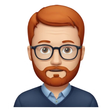 Un homme roux avec une calvitie et une barbe portant des lunettes sticker