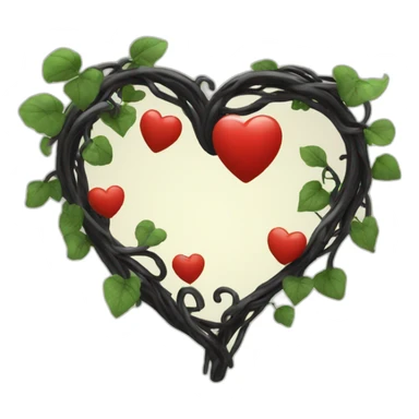heart shaped black vine frame sticker