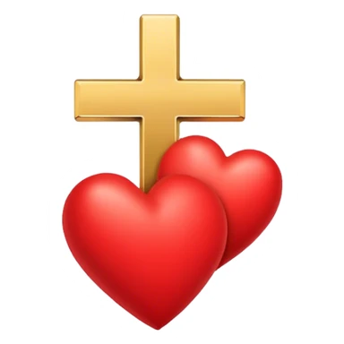 Two red heart outlines united by a gold cross  sticker