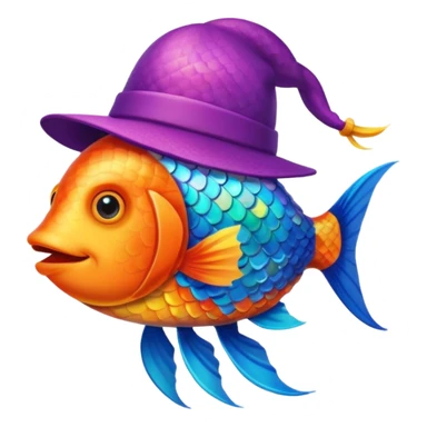 poisson avec chapeau sticker