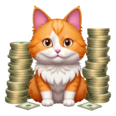 Cute cat surrounded by money sticker