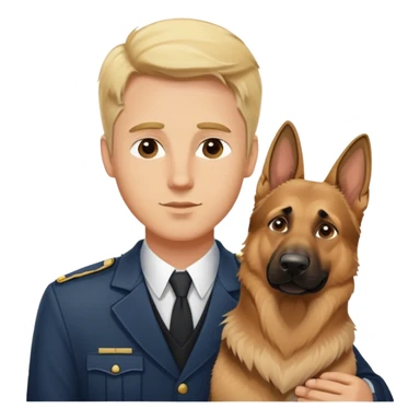 German shepard with blonde white man sticker