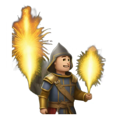 medieval Pyrotechnician seeing some fireworks go off in front of him sticker