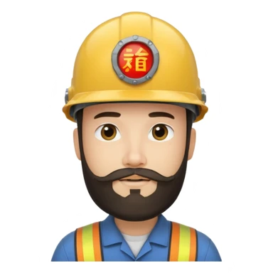 Ingeniero con barba y con casco y letra china minipeka   sticker