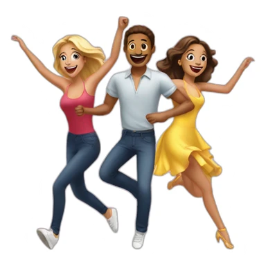 dancing excitedly planning bachelorette with 2 friends  sticker