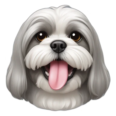 grey shih tzu tongue out with white hood sticker