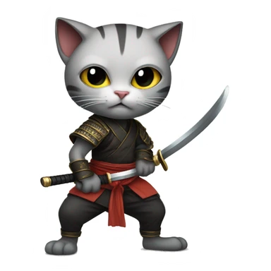 humanoid cat with a katana in his hands in a stance sticker