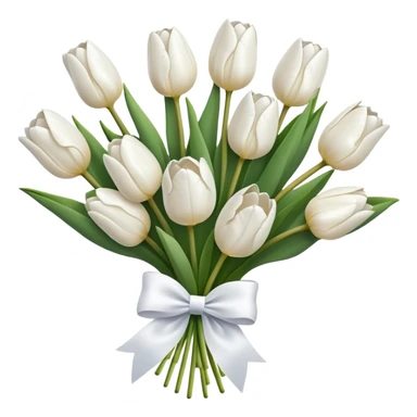 white tulip bouquet with a white bow holding the flowers together sticker