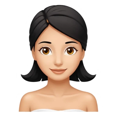 happy woman relaxing at the spa towel covering black hair dark brown eyes  sticker