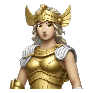 Sculpture of Athena the Greek goddess with her golden armour  sticker