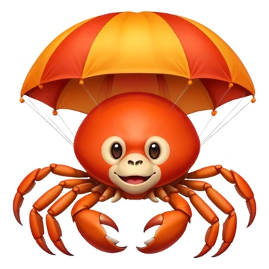 monkey-crab flying with big parachute sticker