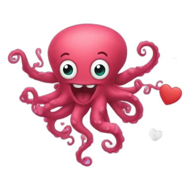 Cute crazy kraken making hearts  sticker