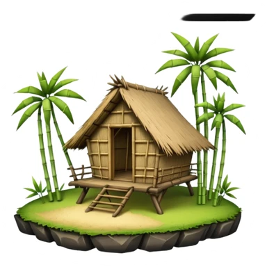 bamboo hut in Volcano Island sticker