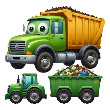 A garbage monster with a car and truck and tractor and garbage and junk inside sticker