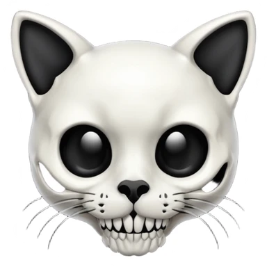 Cute Cat skull black silver  sticker