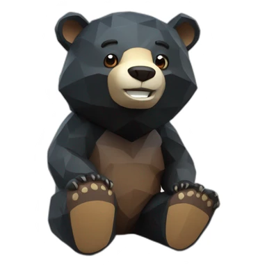 Happy Lowpoly black bear with petrol sticker