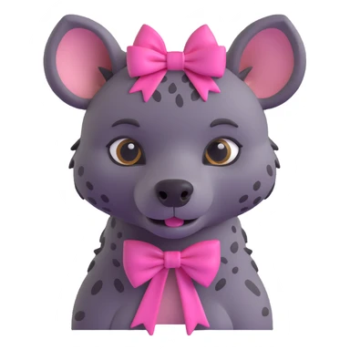 hyena with a pink bow sticker