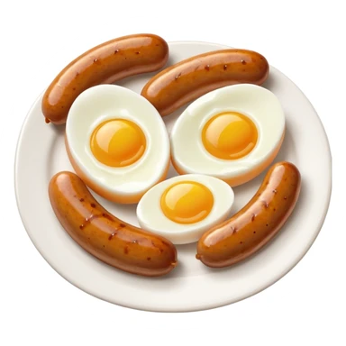 Two boiled eggs and two breakfast sausage restaurant style sticker