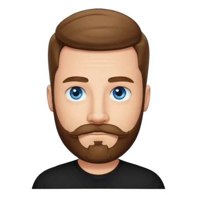 a good looking like leonardo di caprio blue eyes, beard, mustache, a black shirt sticker