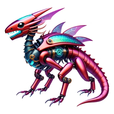  Epic legendary warm-colored reddish rare glowing mechanical Shiny sparkly transparent bioluminescent luminescent vibrant bright pastel dark exotic iridescent colorful gradients futuristic modern metallic glossy glittery fantasy-cyber-Fakémon-Vernid-creature sticker