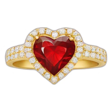Red Diamond heart gold ring sticker