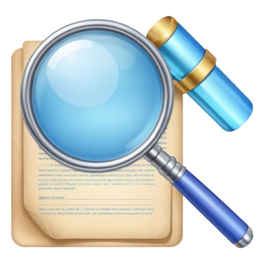 a magnifying glass over a contract in pastel and modern blue color sticker